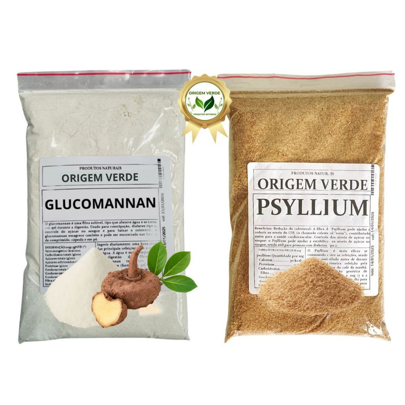 Kit Glucomannan + Psyllium - Funciona Intestino 100% Natural - Origem Verde