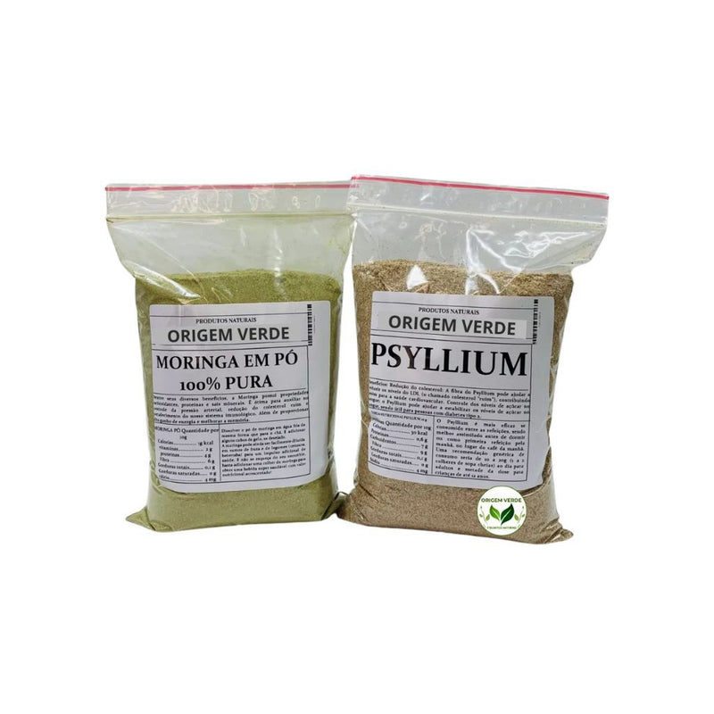 Kit Moringa em pó + Psyllium Fibra Pura em pó 100% natural - Origem Verde