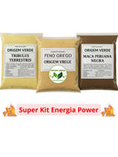 Super Kit Energia Power (Maca Negr-a, Tr1b ullo s, Feno Grego) 100% Natural C/Lau-do de pureza - 100g cada - Origem Verde