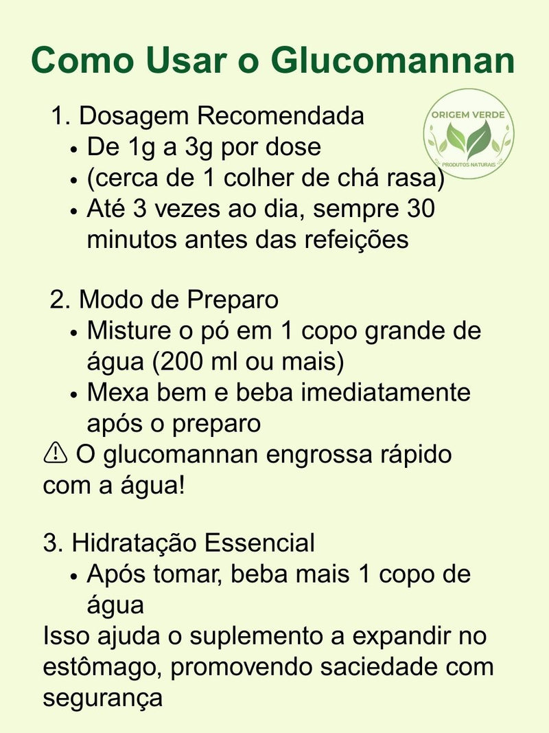 Glucomannan 100% Fibra Pura Raiz Konjac - Origem Verde