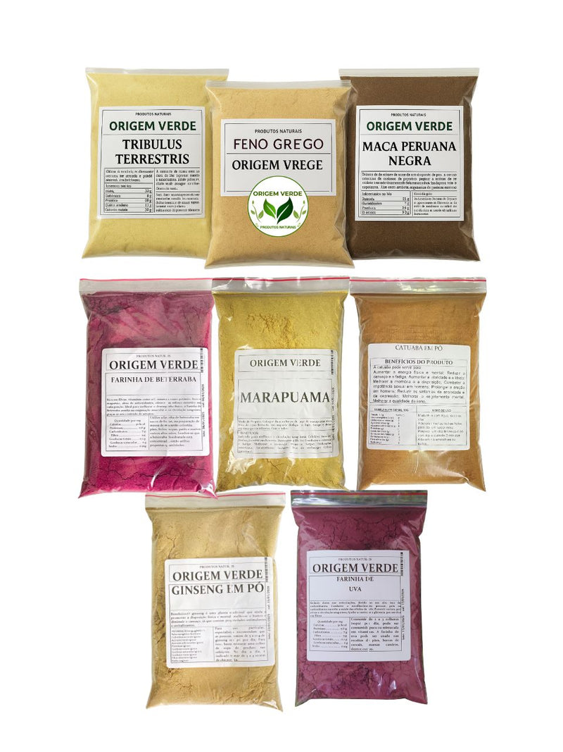 Kit + Energia e Aumenta Libido - 8 itens em Pó Premium - Origem Verde