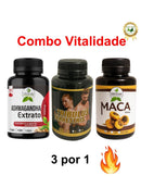 Combo Vitalidade Cápsulas 3 em 1 - Original - Ashwagandha + Tribulus + Maca Peruana - 60 Cápsulas cada Pote - Origem Verde