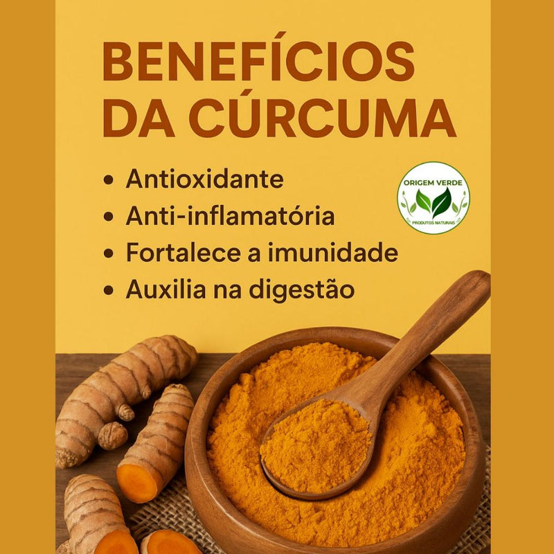 Cúrcuma em Pó (anti- inflamatório) 100% Natural Puro Sem Misturas - Origem Verde